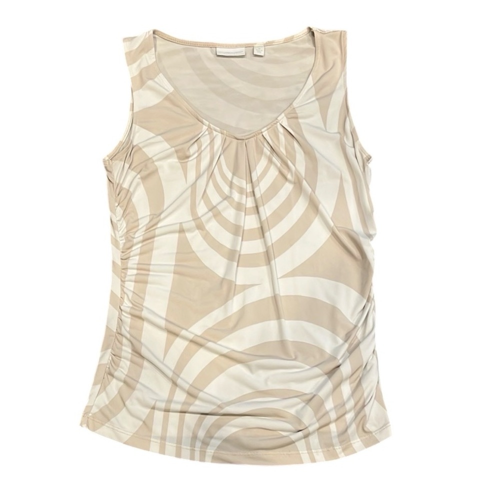 NY & Company | Tan and Cream Patterned V-Neck Tank Top